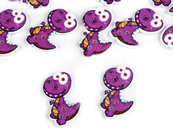 Dřevěný dekorační knoflík opice, dinosaurus, ptáček