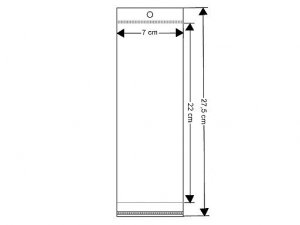 PP sáček s lepicí klopou a závěsem 7x22 cm