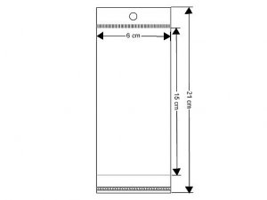 PP sáček s lepicí klopou a závěsem 6x15 cm