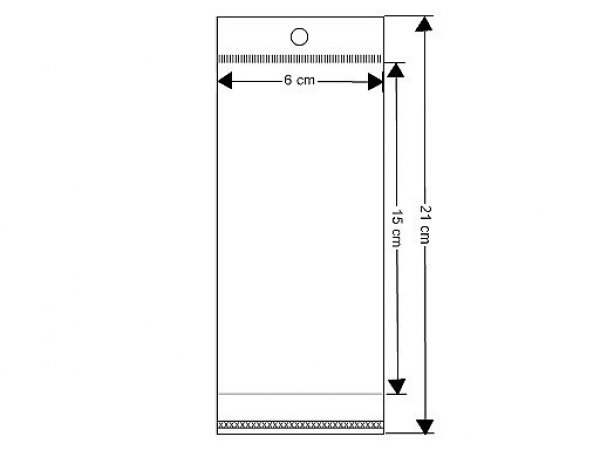 PP sáček s lepicí klopou a závěsem 6x15 cm