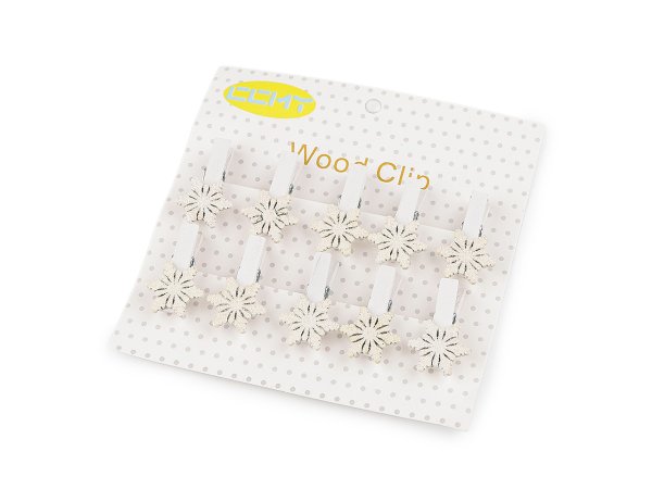 Vánoční dřevěný kolíček vločka s glitry
