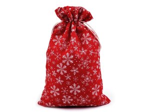 Vánoční dárkový pytlík vločky 20x30 cm imitace juty