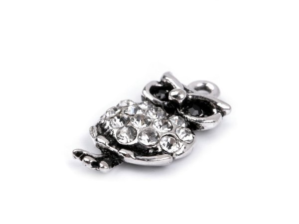 Přívěsek sova s broušenými kamínky 10x19 mm