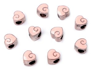 Kovové korálky s velkým průvlekem srdce 10x10 mm