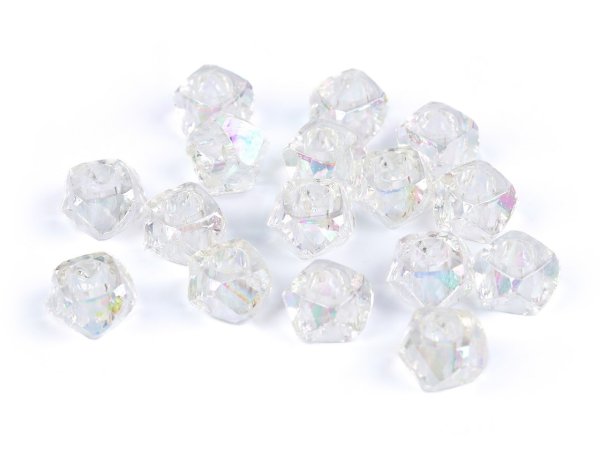 Plastové korálky s velkým průvlekem diamant s AB efektem 8x13 mm