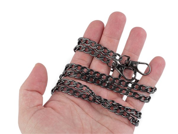 Řetízek na kabelky s reliéfem, s karabinou délka 120 cm