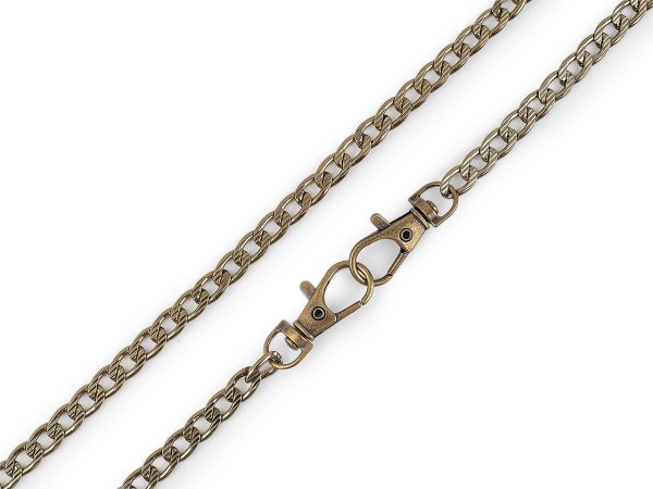 Řetízek na kabelky s reliéfem, s karabinou délka 120 cm