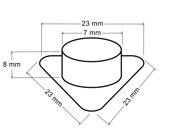 Průchodky s podložkou vnitřní Ø7 mm trojúhelník