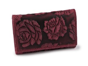 Dámská kožená peněženka 3D květy 10x15 cm