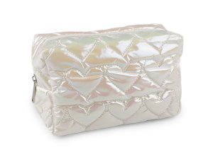 Kosmetická taška / pouzdro prošívané, srdce 18x11 cm holografické