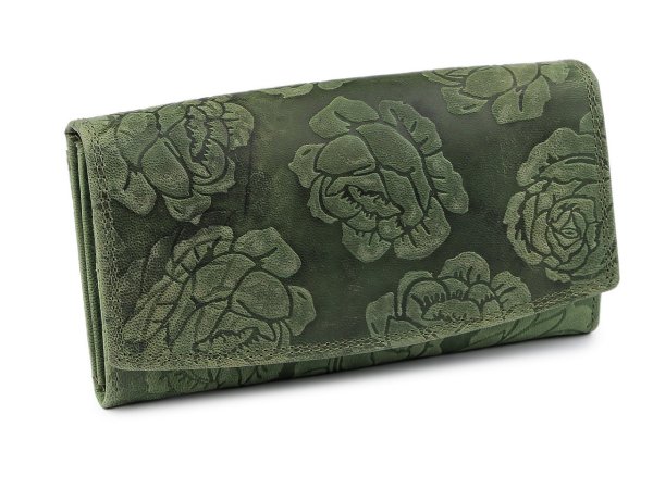 Dámská peněženka kožená růže, ornamenty 9,5x18 cm