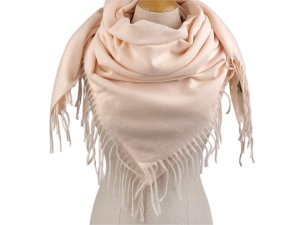 Velký teplý šátek / pléd s třásněmi, jenobarevný, káro 100x105 cm