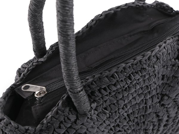 Háčkovaná kabelka z rafie - lýka se zipem 33x37 cm