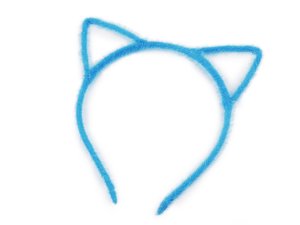 Chlupatá čelenka do vlasů kočka - 5 modrá