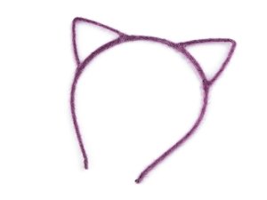 Chlupatá čelenka do vlasů kočka - 4 fialová