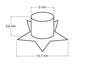 Průchodky s podložkou vnitřní Ø5 mm / vnější Ø12,7 mm hvězda