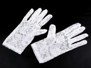Společenské rukavice krajkové - 2 bílá