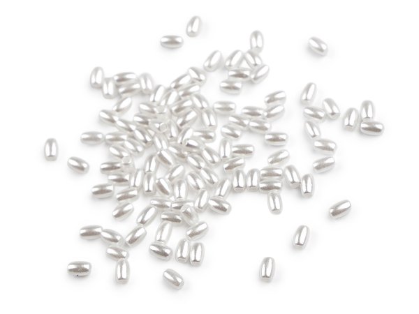 Plastové voskové korálky / perly rýže 2,5x4 mm