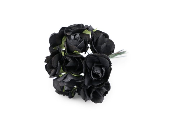 Umělá papírová mini růže na drátku