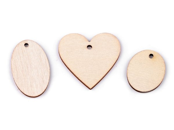 Dřevěná cedulka / štítek k domalování srdce, ovál
