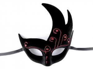 Karnevalová maska - škraboška semišová s glitry