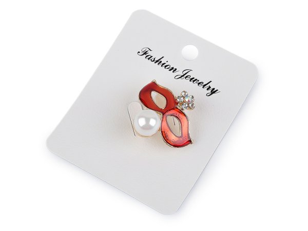 Brož s broušenými kamínky a perlou maska