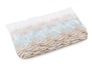 Vyšívaný prýmek / krajka na monofilu s lurexem šíře 15 cm