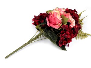 Umělá kytice růže a hortenzie