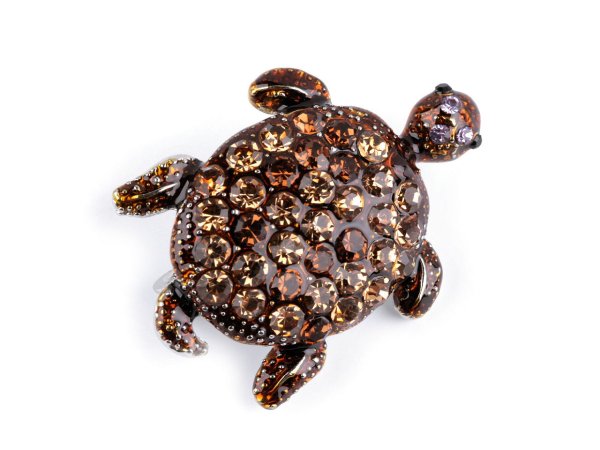 Brož s broušenými kamínky želva