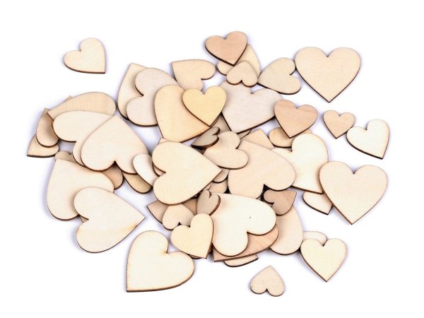 Dřevěné srdce mix velikostí k nalepení / domalování