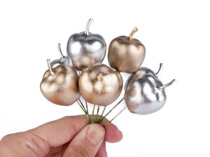 Umělá jablíčka na drátku metalická