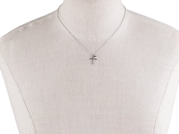 Náhrdelník z nerezové oceli s broušenými kamínky srdce, křížek