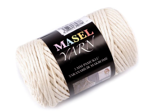 Recyklovaná bavlněná příze macrame Ø5 mm