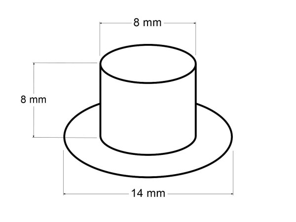 Průchodky s podložkou vnitřní Ø8 mm / vnější Ø14 mm