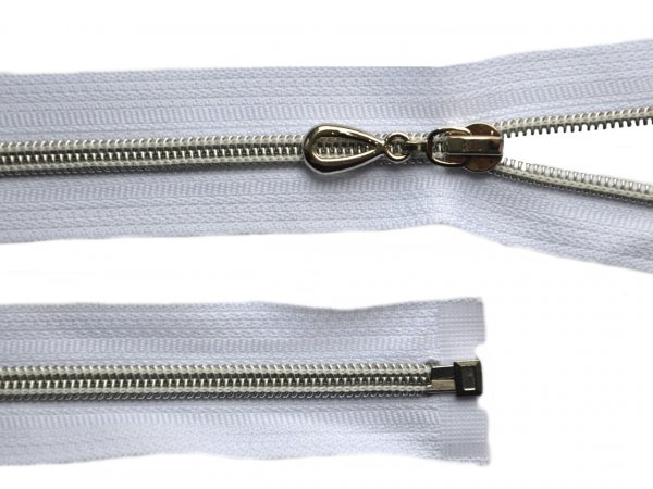 Spirálový zip se stříbrnými zoubky šíře 5 mm délka 75 cm