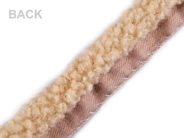 Všívací lemovka / lampas imitace beránka kulatý šíře 3,5 cm