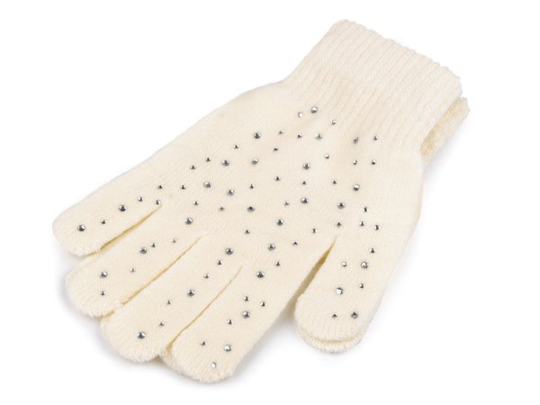 Dámské / dívčí pletené rukavice s kamínky