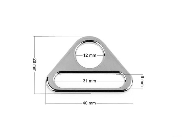 Trojúhelníkový kovový průvlek šíře 31 mm 2. jakost