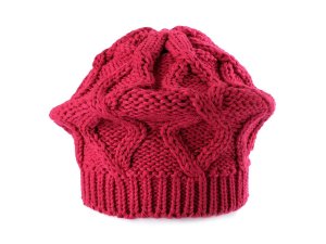 Dámský / dívčí pletený baret - 3 pink