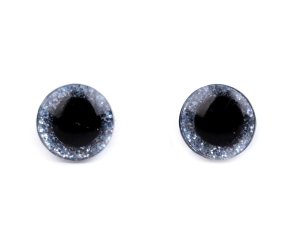 Oči glitrové s pojistkou Ø10 mm - 6 (10) modrá jemná