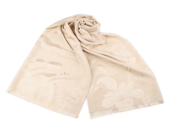 Šátek / šála s květy typu pashmina 74x185 cm
