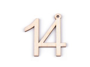 Dřevěná narozeninová čísla se závěsem - 14 přírodní