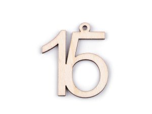 Dřevěná narozeninová čísla se závěsem - 15 přírodní