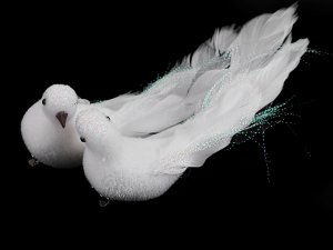 Dekorace holubice s klipem svatební, vánoční AB efekt