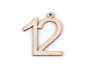 Dřevěná narozeninová čísla se závěsem - 12 přírodní