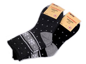 Dámské bavlněné ponožky thermo se zdravotním lemem, vločka