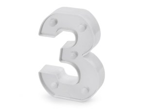 Dekorace svítící číslice - 4 "3" bílá