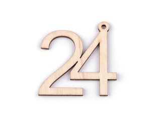 Dřevěná narozeninová čísla se závěsem - 24 přírodní