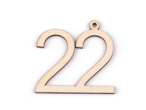Dřevěná narozeninová čísla se závěsem - 22 přírodní