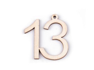 Dřevěná narozeninová čísla se závěsem - 13 přírodní